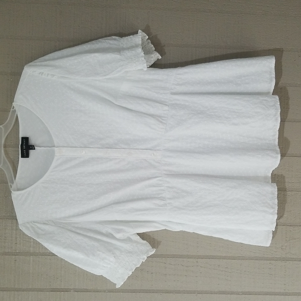 Lane Bryant Size 2x/20 White Babydoll Top